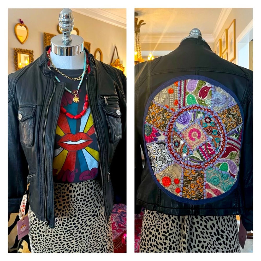 Vintage Miss Sixty Reworked Leather Boho Jacket